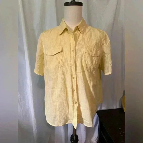 Liz Claiborne Women’s Button Down Lightweight Blouse. Size XL. Light Yellow. - Picture 1 of 7